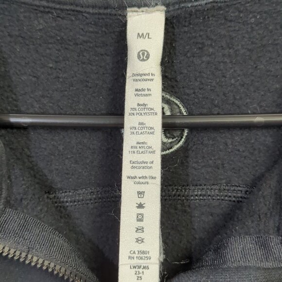 Lululemon Sweatshirt Women's M/L Black Scuba Oversized Funnel Neck Shirt - Picture 3 of 9